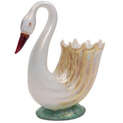 Antique An Austrian Art Nouveau Swan Vase by, Loetz