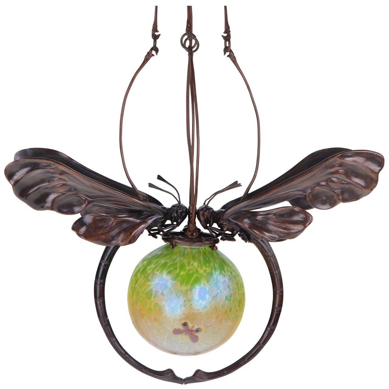 Austrian Art Nouveau "Butterfly" Pendant Chandelier