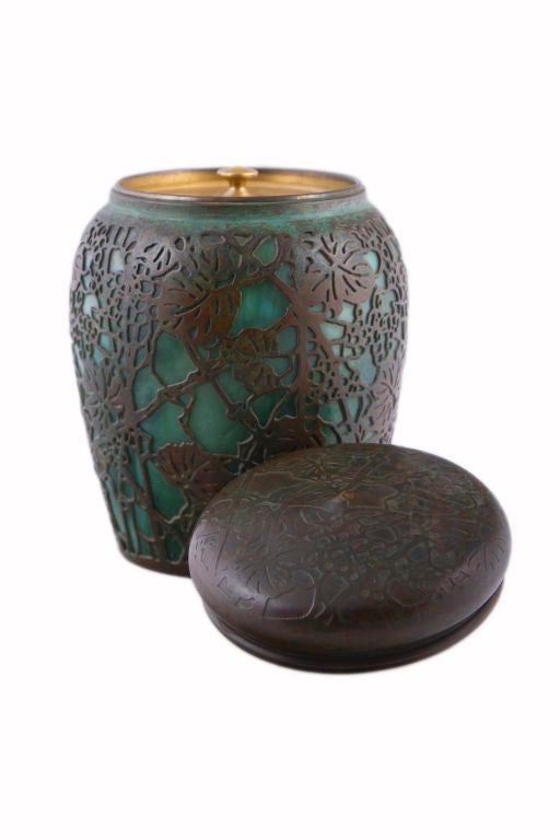 American Tiffany Studios Grapevine Pattern Tobacco Jar