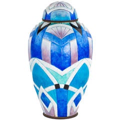 Art Deco Enameled "Geometric" Covered Jar by Camille Fauré 11