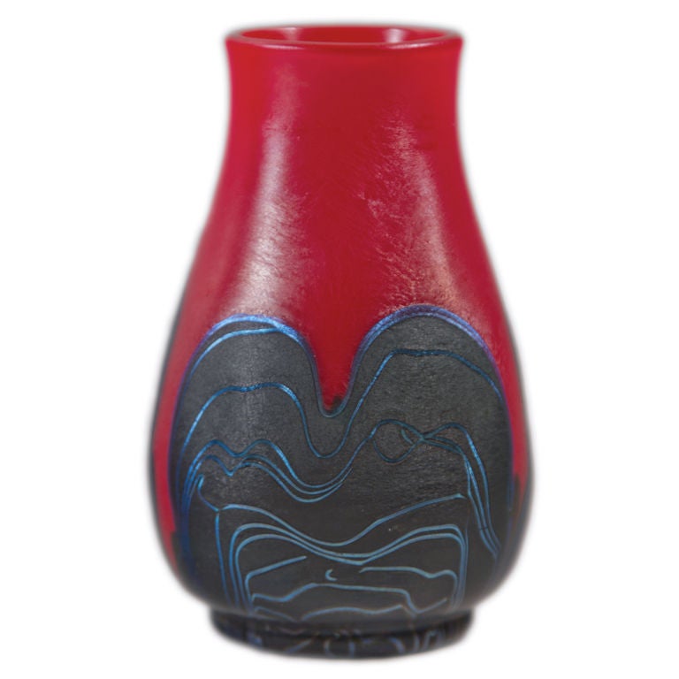 Tiffany Studios Red Decorated Vase