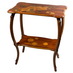 An Art Nouveau Marquetry Two - Tiered Table by,  Emile Gallé