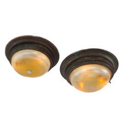 Pair of Tiffany Studios Moorish Flush Mounts