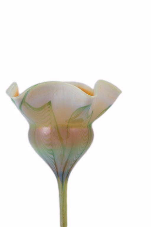 Tiffany Studios Pulled Feather Flower Form Favrile Vase