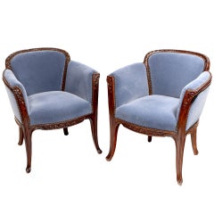 French Art Nouveau “Aubépines” Arm Chairs by, Louis Majorelle