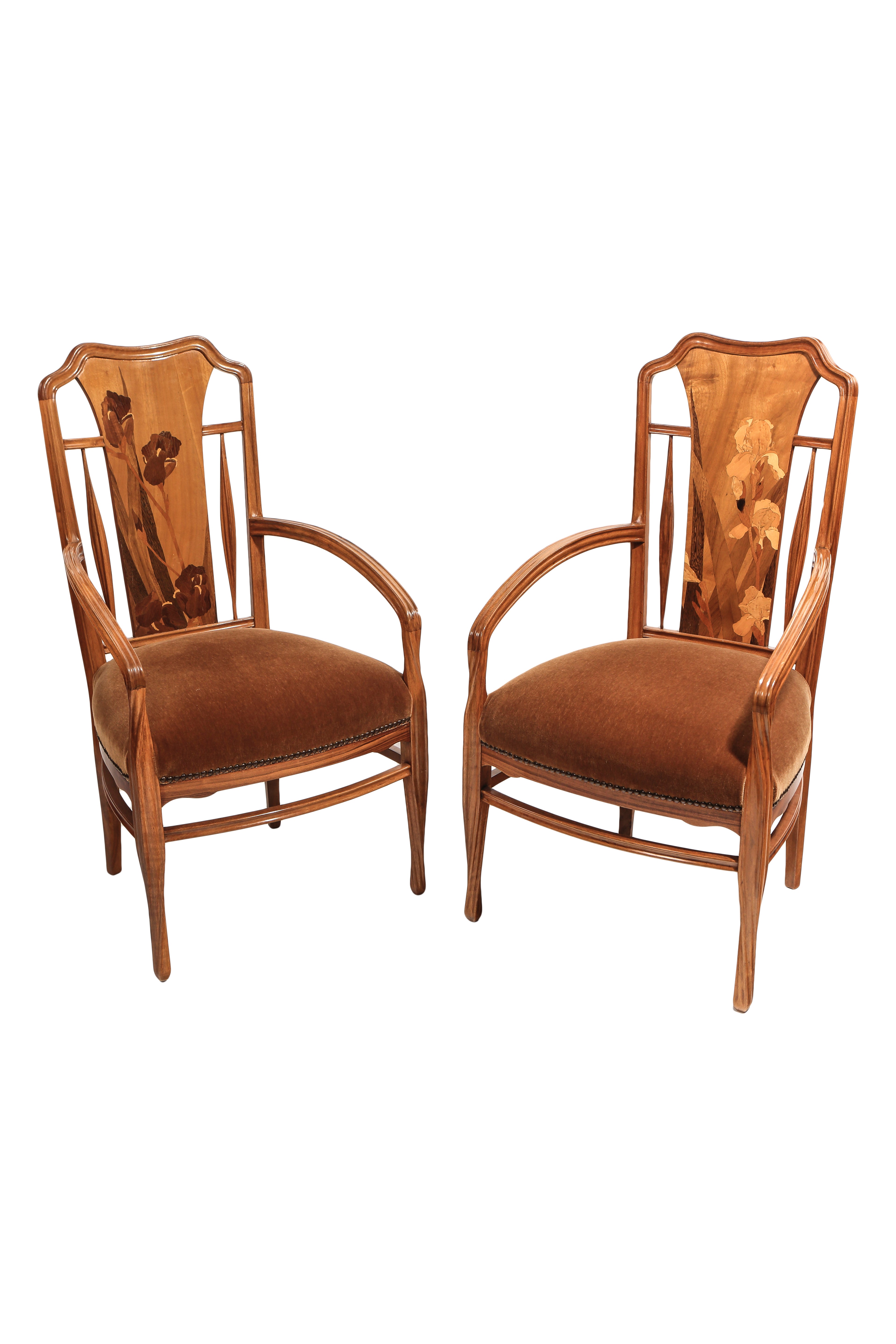 French Art Nouveau Arm Chairs by, Louis Majorelle 