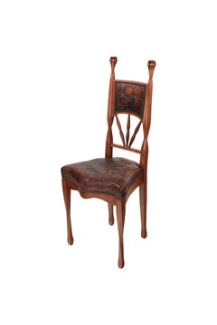 Antique A French Art Nouveau "Poppy" Side Chair by, Louis Majorelle