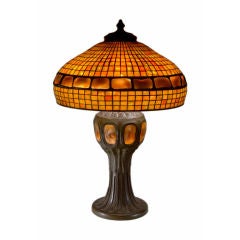 Vintage Tiffany Studios Belted Turtleback Tile Table Lamp