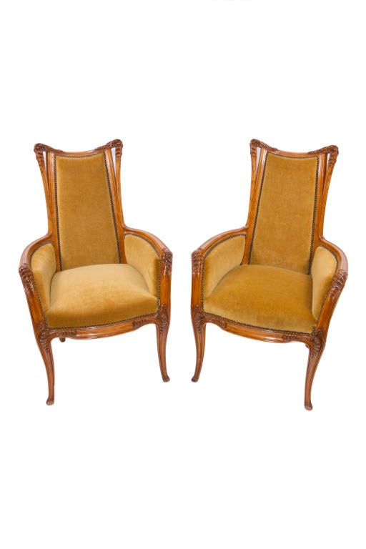 French Art Nouveau "Fougère" Salon Suite by, Louis Majorelle