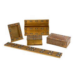 Used Tiffany Studios "Double XX" Pattern Desk Set