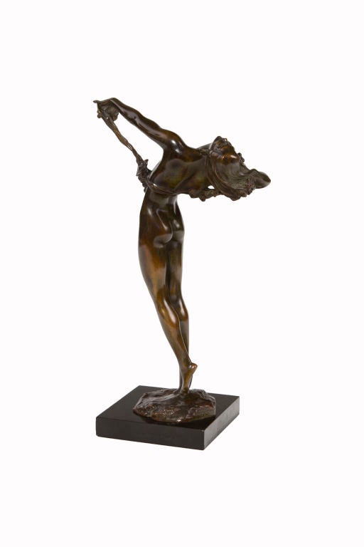 An important and rare American Art Nouveau patinated bronze sculpture 