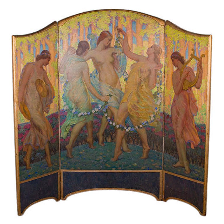 Art Nouveau Painted Screen by, Daniel McMorris