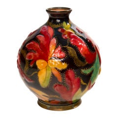 Stylized Floral Enameled Vase by, Camille Faure