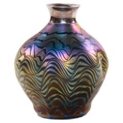 Vintage Tiffany Favrile Damascene Art Glass Vase