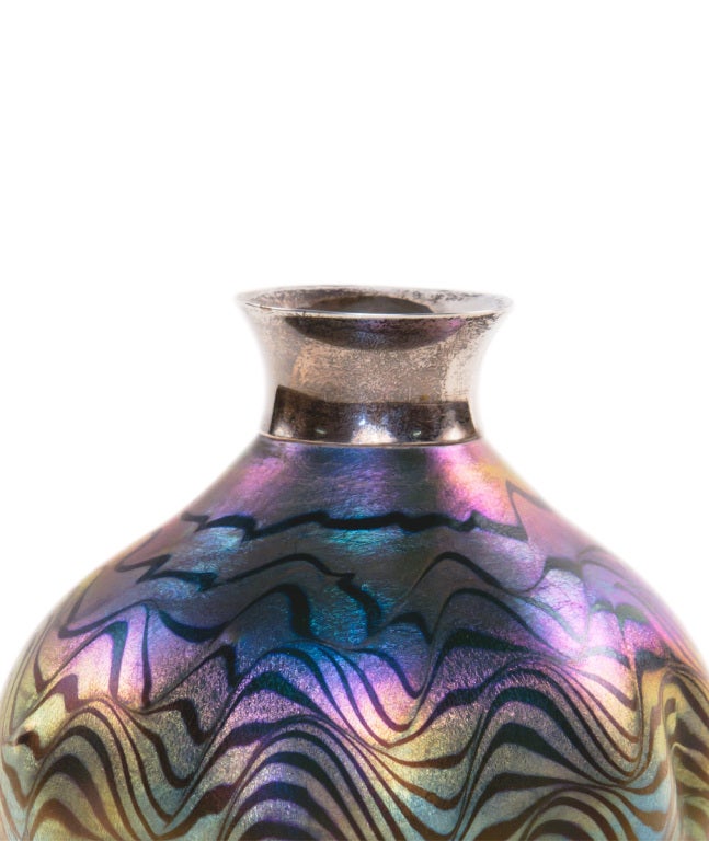 American Tiffany Favrile Damascene Art Glass Vase