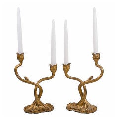 A Pair of French Art Nouveau Organic Candlesticks 11