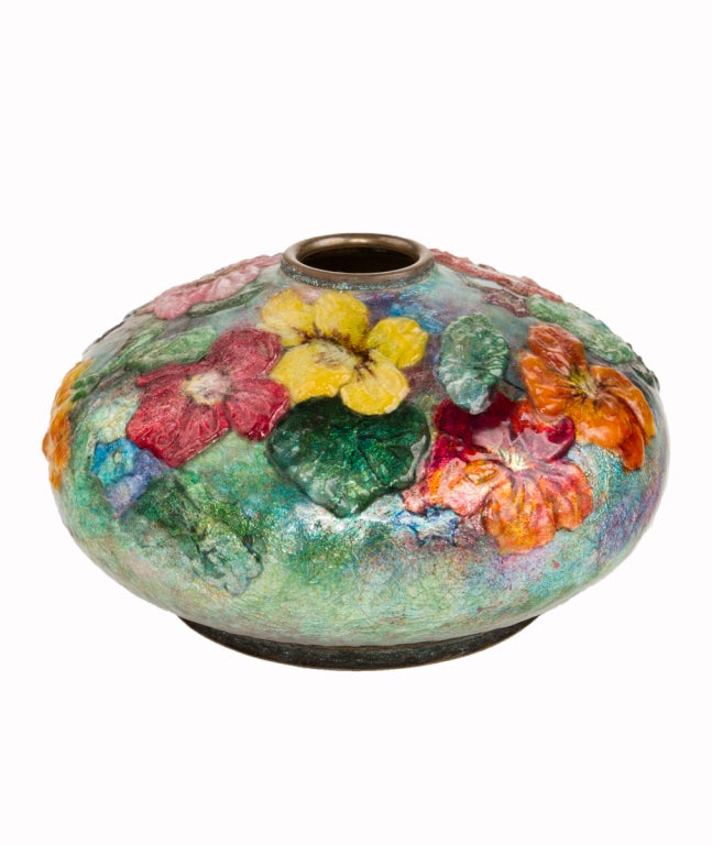 Vase à fleurs émaillé de Camille Faure