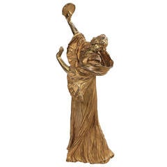 Art Nouveau Agathon Léonard "Danseuse au Tambourin" Sculpture