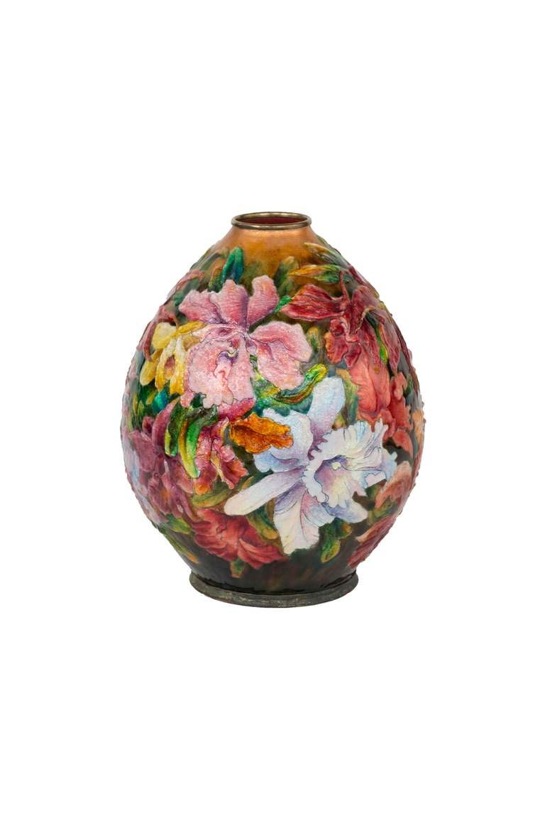 French Art Nouveau Floral Vase by Camille Faure
