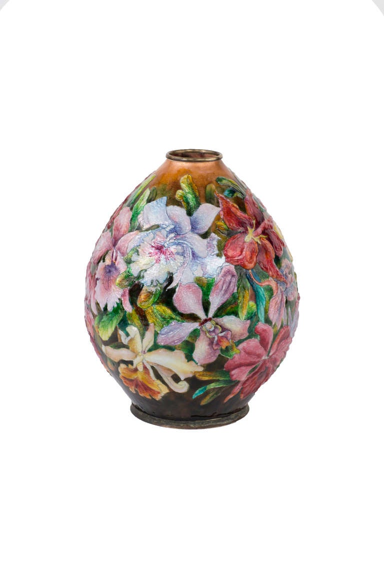 Art Nouveau Floral Vase by Camille Faure In Excellent Condition In Englewood, NJ
