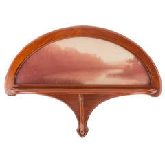 French Art Nouveau Wood and Glass Shelf by, Jacques Gruber
