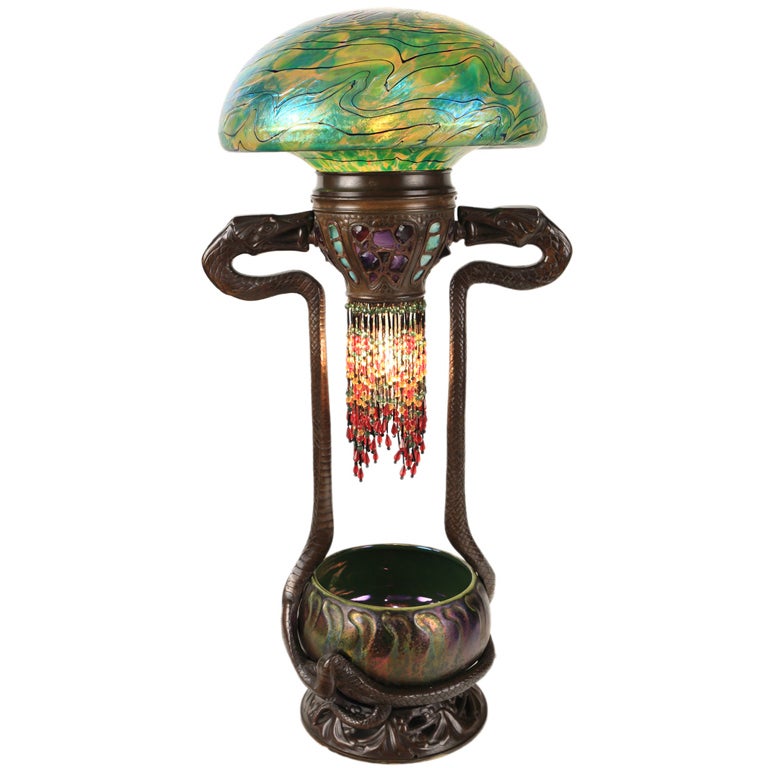 Austrian Art Nouveau Serpent Table Lamp