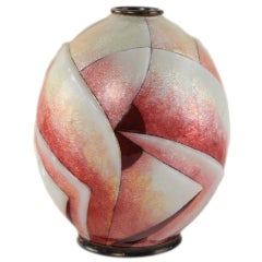 An Art Deco Geometric Enameled Vase by Camille Fauré