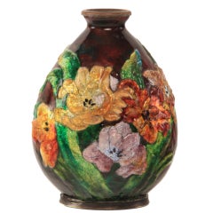 An Art Nouveau Enameled Vase by Camille