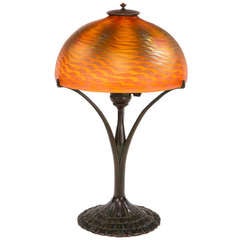Antique An Art Nouveau "Damascene" Desk Lamp by Tiffany Studios