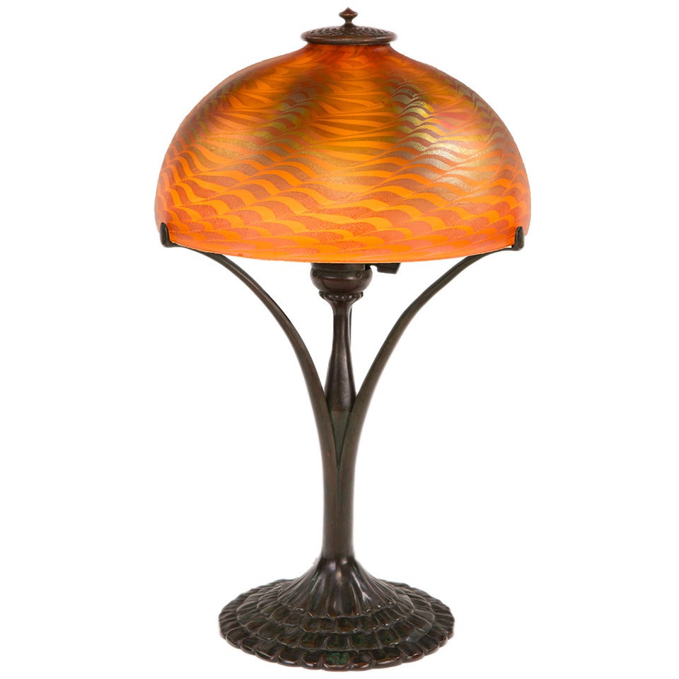 An Art Nouveau "Damascene" Desk Lamp by Tiffany Studios