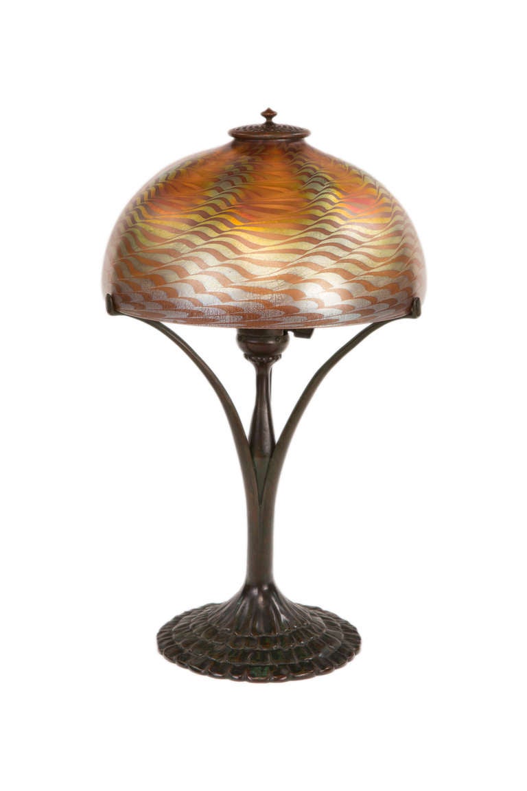 An Art Nouveau "Damascene" Desk Lamp by Tiffany Studios