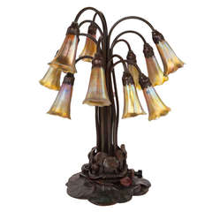 Art Nouveau "Twelve Light Lily" Table Lamp by Tiffany Studios
