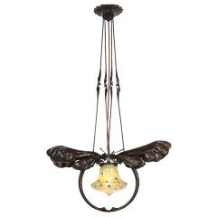 Vintage Austrian Art Nouveau Dragonfly Chandelier