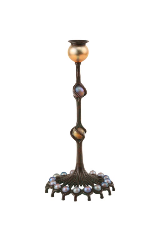 Tiffany Studios Favrile Ball Candlestick