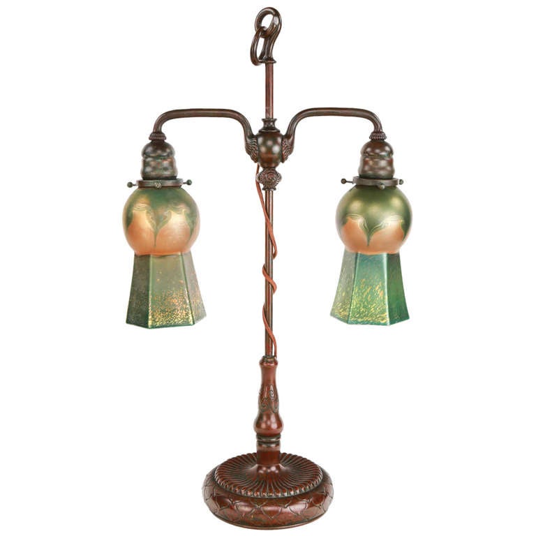 Tiffany Studios Double Student Desk Lamp Base at 1stdibs