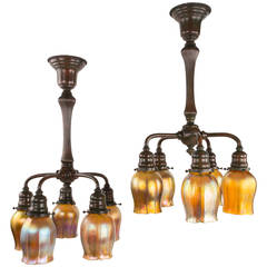 Pair of Art Nouveau Chandeliers by Tiffany Studios 12