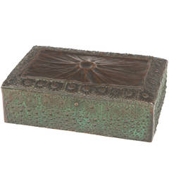 "Volcano" Decorated Bronze Humidor by, Tiffany Studios