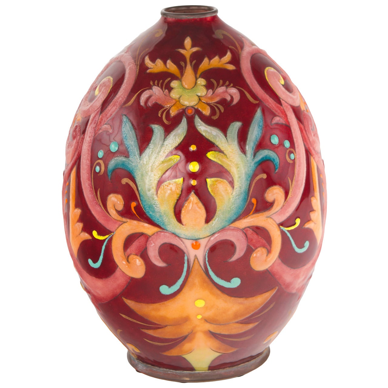 Art Deco Enameled Glass Vase by Camille Fauré