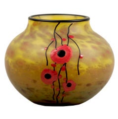 Schneider Marquetry Poppy Glass Vase