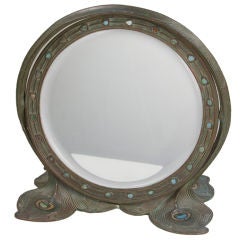Vintage Tiffany Studios Peacock Table Mirror