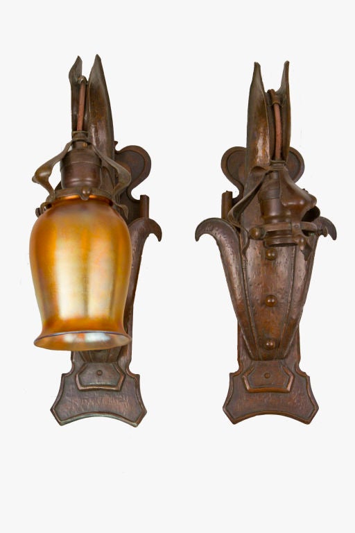 A Pair of Art Nouveau Sconces In Excellent Condition In Englewood, NJ