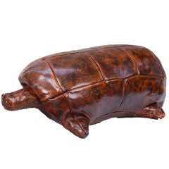 Vintage Abercrombie & Fitch Co. Leather Turtle Ottoman
