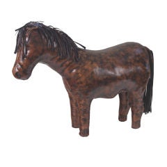 Vintage Abercrombie & Fitch Co. Leather Horse Ottoman