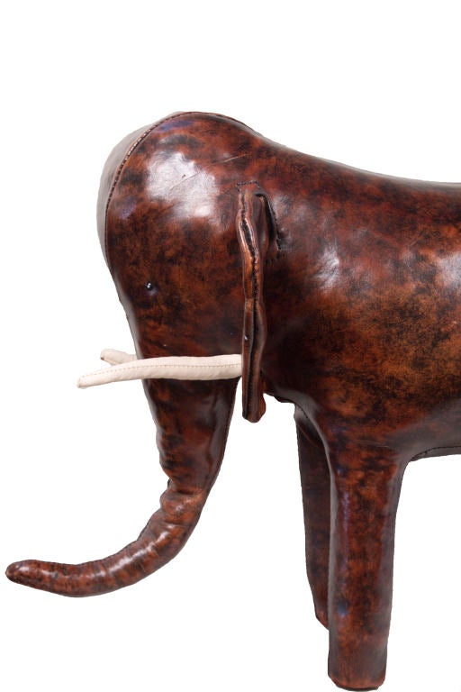 A leather elephant ottoman designed by, Dimitri Omersa, manufactured by, Omersa and Company, Lincolnshire, UK and retailed by Abercrombie & Fitch Company from 1940s -1980s.