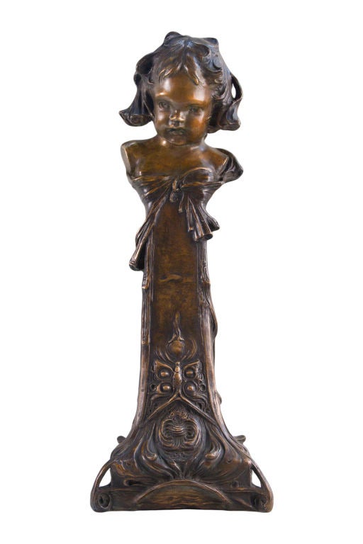 American Art Nouveau Sculptural Andirons by, Henry Linder
