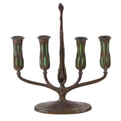 An Organic Four Branched Candelabrum by, Tiffany Studios