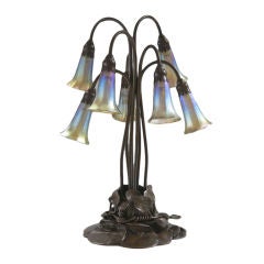 Vintage Tiffany Studios Seven Light Lily Table Lamp