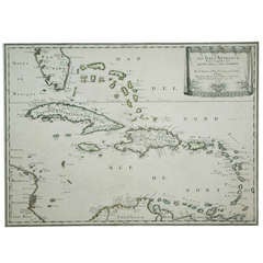 Antique Nicolas Sanson's "Les Antilles &..le Lucayes" (Map of Bahamas)