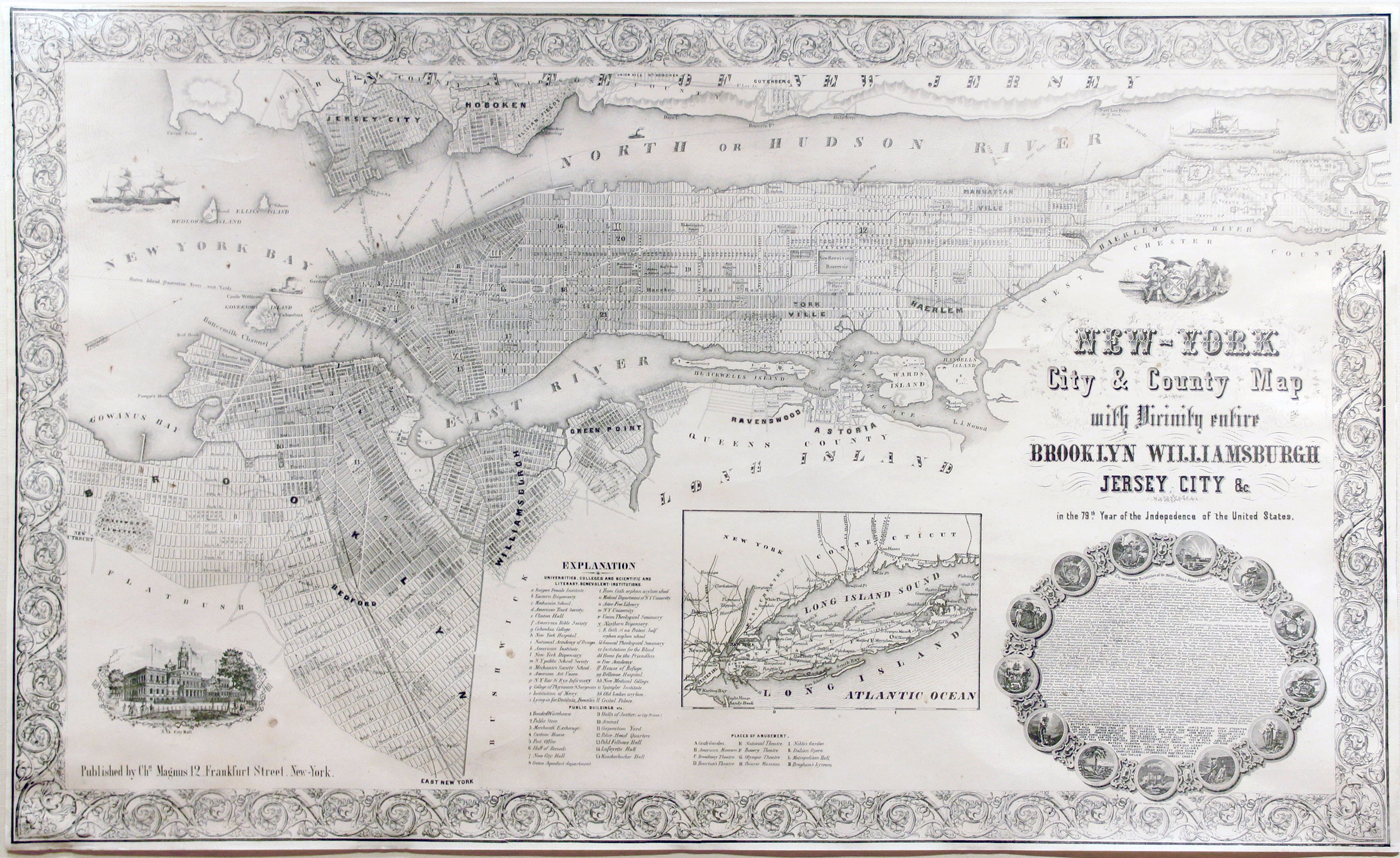 New York City & County Map ... For Sale