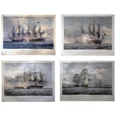 Used Four prints depicting Action between USS Chesapeake and HMS Shannon, 1 June 1813